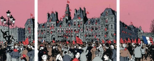 法國左派漫畫家雅克·塔爾迪（Jacques Tardi）筆下的巴黎公社成立慶典。